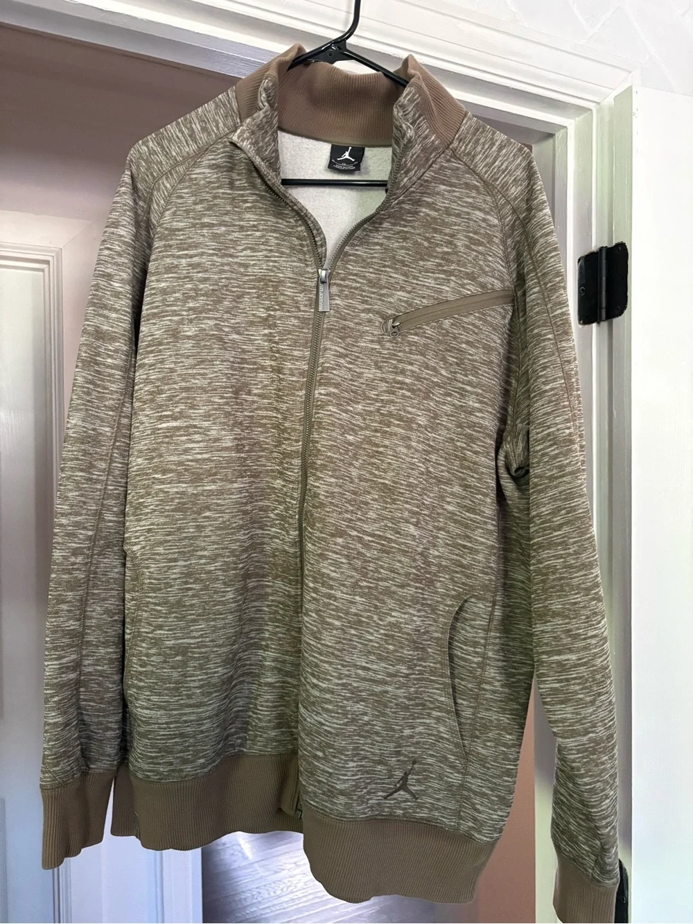 Jordan Men’s Zip-Up Heathered Tan Sweater Jacket